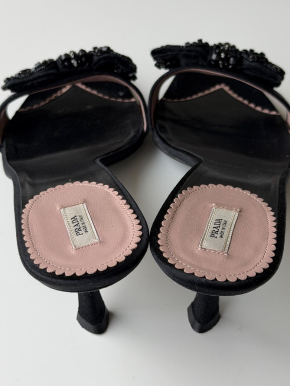Vintage Prada black satin embellished slides mules, IT 40 - Picture 2 of 9